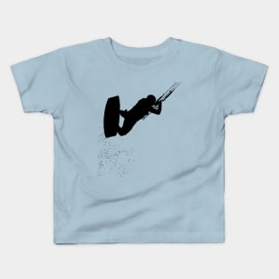 Kitesurfing Action Kite And Surf Silhouette Black Kids T-Shirt